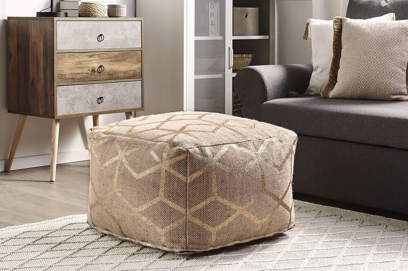 IMETAJA Sittpuff Beige/Guld - Möbler - Vardagsrum - Stolar & sittmöbler - Sittpuff