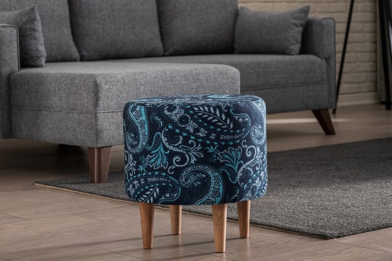 JARRY Sittpuff Blå/Vit/Natur - Sittpuff