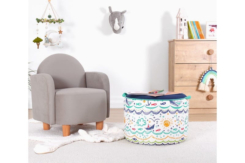 Lachine Barnsittpuff - Blå/Vit - Möbler - Vardagsrum - Stolar & sittmöbler - Sittpuff