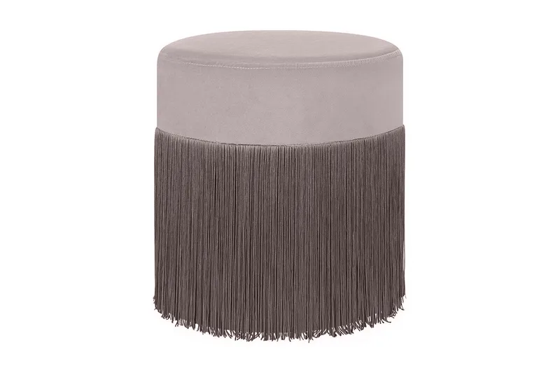 Lefurgy Sittpuff med Fransar Sammet, Beige