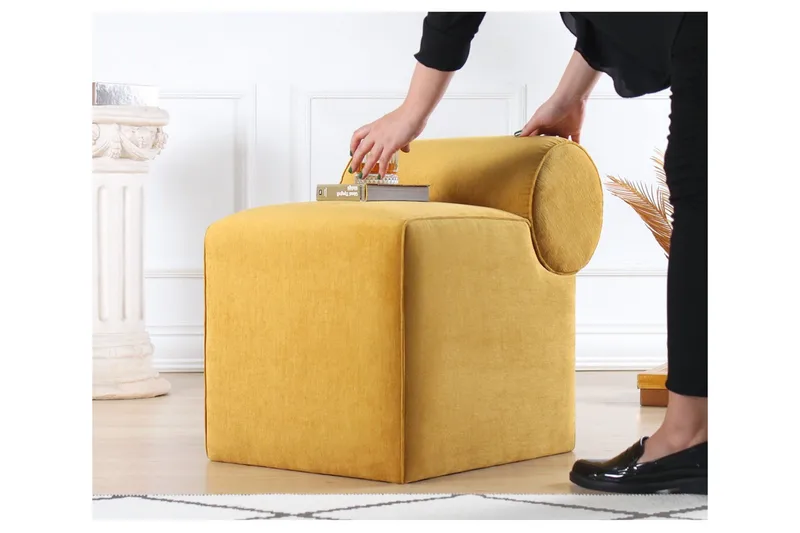 Linburg Sittpuff 45 cm - Gul - Möbler - Vardagsrum - Stolar & sittmöbler - Sittpuff