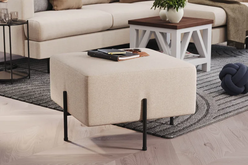 Menard Compact Sittpuff 60 cm Kvadratisk - Beige - Möbler - Vardagsrum - Stolar & sittmöbler - Sittpuff