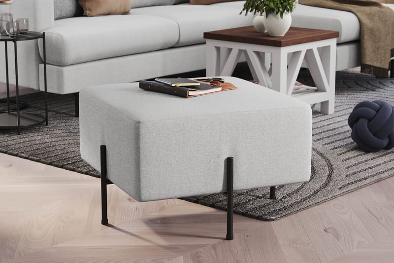 Menard Compact Sittpuff 60 cm Kvadratisk - Ljusgrå - Möbler - Vardagsrum - Stolar & sittmöbler - Sittpuff