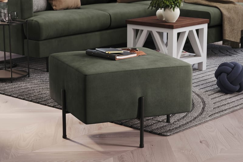 Menard Compact Sittpuff 60 cm Kvadratisk - Mörkgrön - Möbler - Vardagsrum - Stolar & sittmöbler - Sittpuff