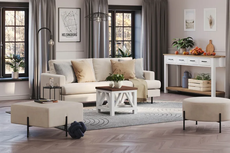 Menard Compact Sittpuff 70 cm Kvadratisk - Beige - Möbler - Vardagsrum - Stolar & sittmöbler - Sittpuff