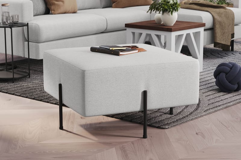 Menard Compact Sittpuff 70 cm Kvadratisk - Ljusgrå - Möbler - Vardagsrum - Stolar & sittmöbler - Sittpuff