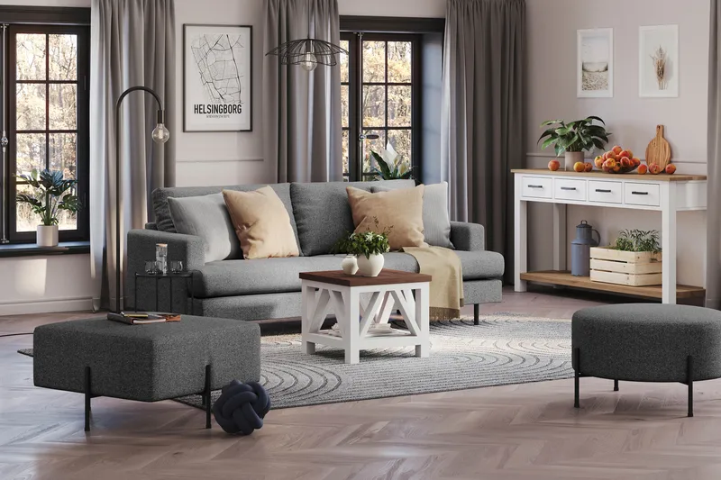 Menard Compact Sittpuff 70 cm Kvadratisk - Mörkgrå - Möbler - Vardagsrum - Stolar & sittmöbler - Sittpuff