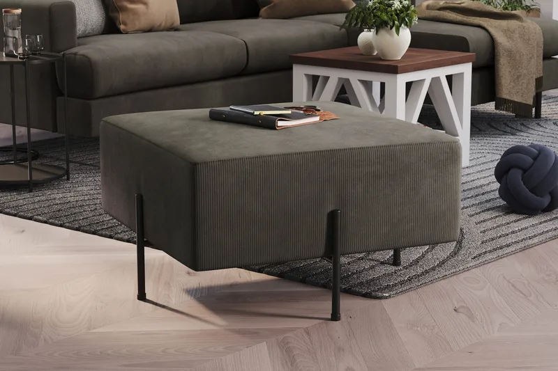 Menard Compact Sittpuff 70 cm Kvadratisk - Mörkgrå - Möbler - Vardagsrum - Stolar & sittmöbler - Sittpuff