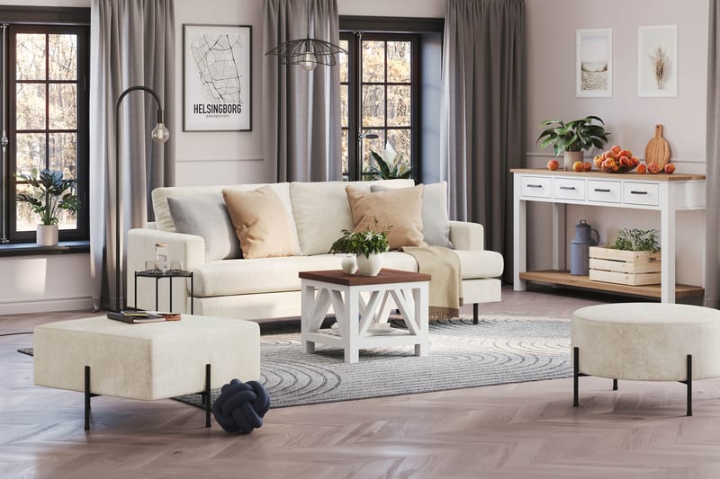 Menard Compact Sittpuff 70 cm Kvadratisk - Vit - Möbler - Vardagsrum - Stolar & sittmöbler - Sittpuff