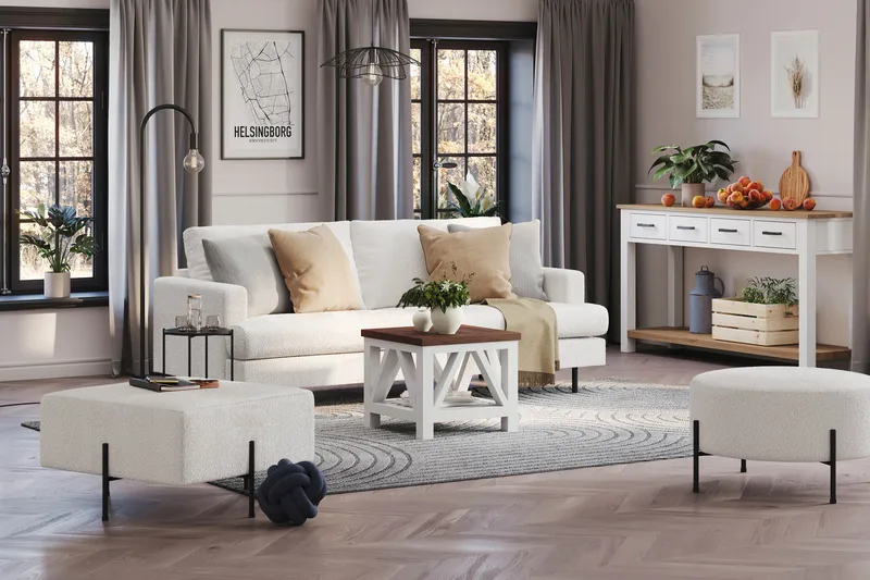 Menard Compact Sittpuff 70 cm Kvadratisk - Vit - Möbler - Vardagsrum - Stolar & sittmöbler - Sittpuff