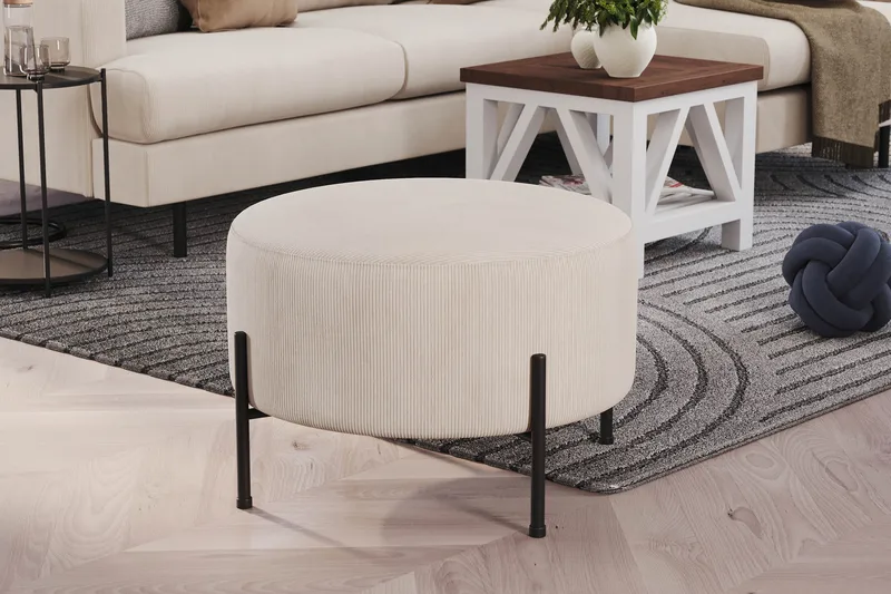 Menard Compact Sittpuff Rund 60 cm - Beige - Möbler - Vardagsrum - Stolar & sittmöbler - Sittpuff