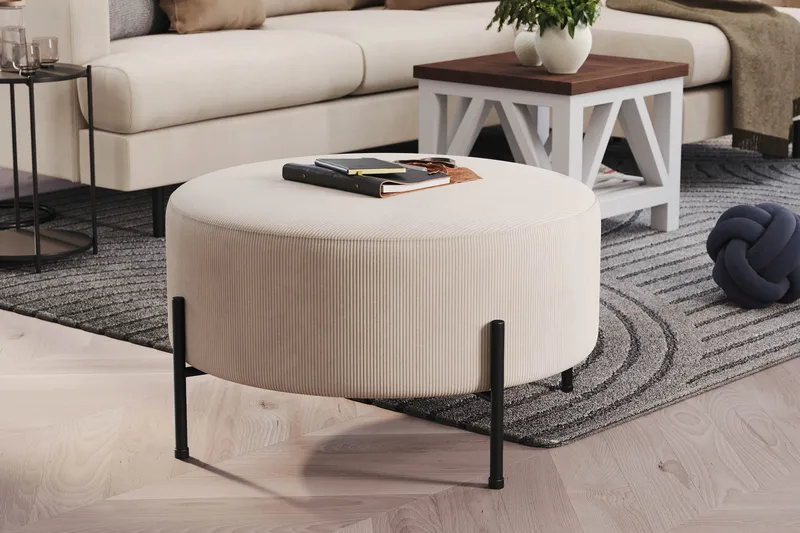 Menard Compact Sittpuff Rund 70 cm - Beige - Möbler - Vardagsrum - Stolar & sittmöbler - Sittpuff