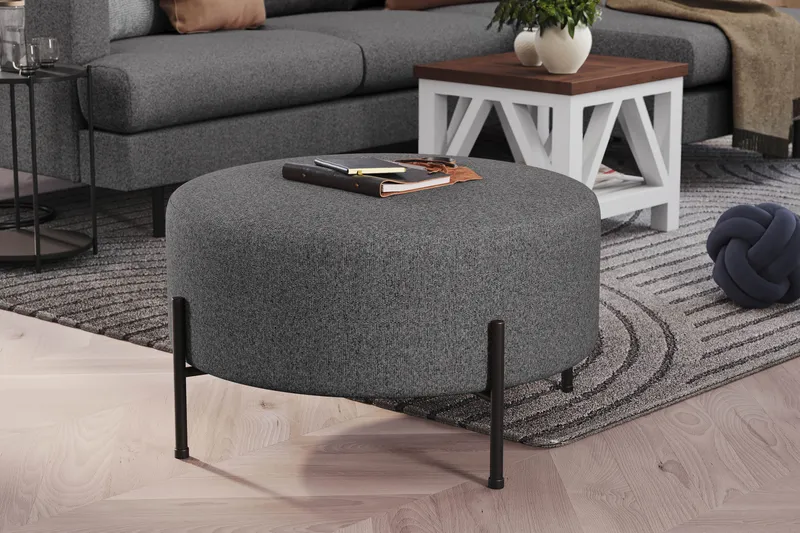 Menard Compact Sittpuff Rund 70 cm - Mörkgrå - Möbler - Vardagsrum - Stolar & sittmöbler - Sittpuff