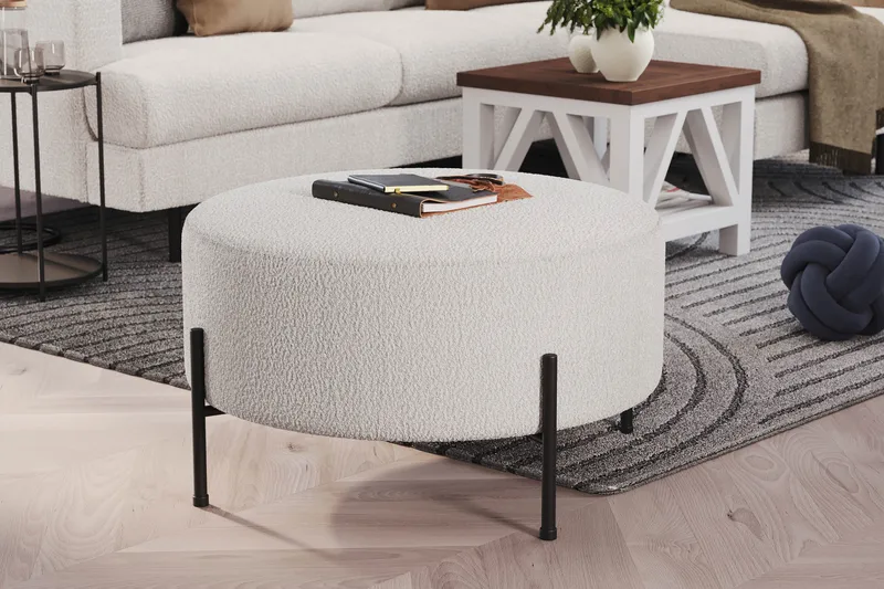 Menard Compact Sittpuff Rund 70 cm - Vit - Möbler - Vardagsrum - Stolar & sittmöbler - Sittpuff