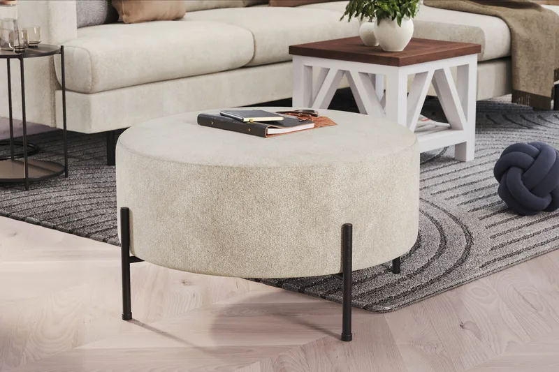 Menard Compact Sittpuff Rund 70 cm - Vit - Möbler - Vardagsrum - Stolar & sittmöbler - Sittpuff