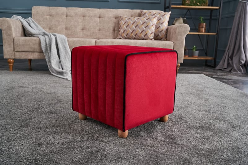 MOMAYA Sittpuff Röd/Natur - Möbler - Vardagsrum - Stolar & sittmöbler - Sittpuff