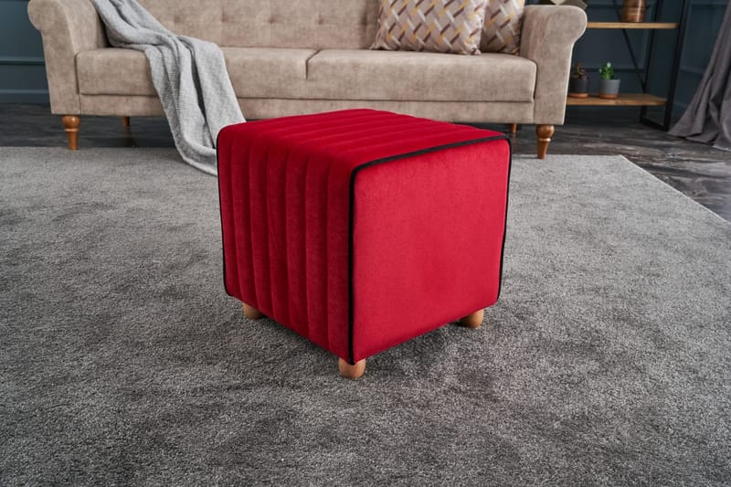 MOMAYA Sittpuff Röd/Natur - Möbler - Vardagsrum - Stolar & sittmöbler - Sittpuff