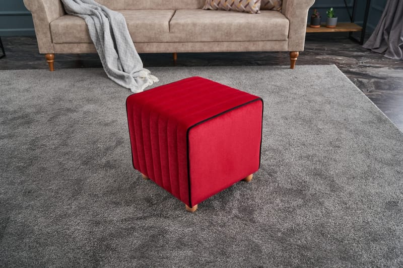 MOMAYA Sittpuff Röd/Natur - Möbler - Vardagsrum - Stolar & sittmöbler - Sittpuff