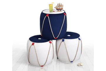 Redlands Sittpuff 42 cm - Vit/Blå - Möbler - Vardagsrum - Stolar & sittmöbler - Sittpuff