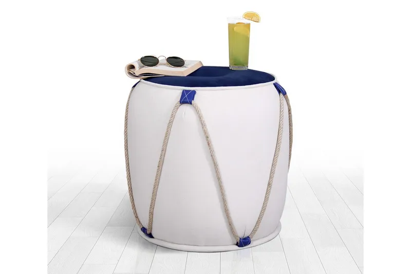 Redlands Sittpuff 42 cm, Vit/Blå