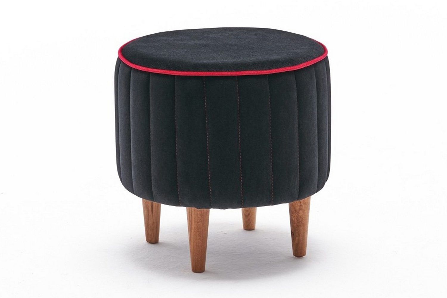 ROCINHA Sittpuff Rund Svart/Natur - Sittpuff - Furniturebox