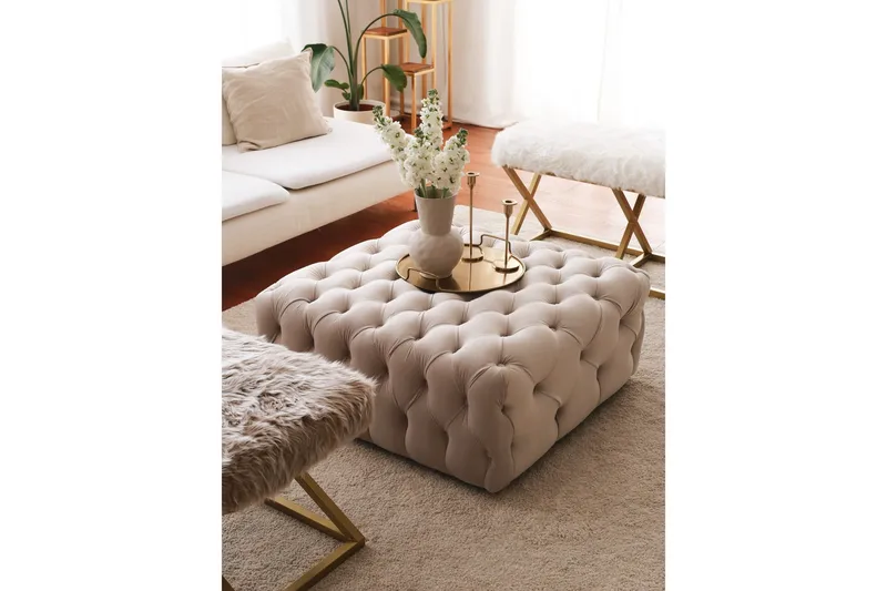 Seban Sittpuff 80 cm - Cream - Möbler - Vardagsrum - Stolar & sittmöbler - Sittpuff