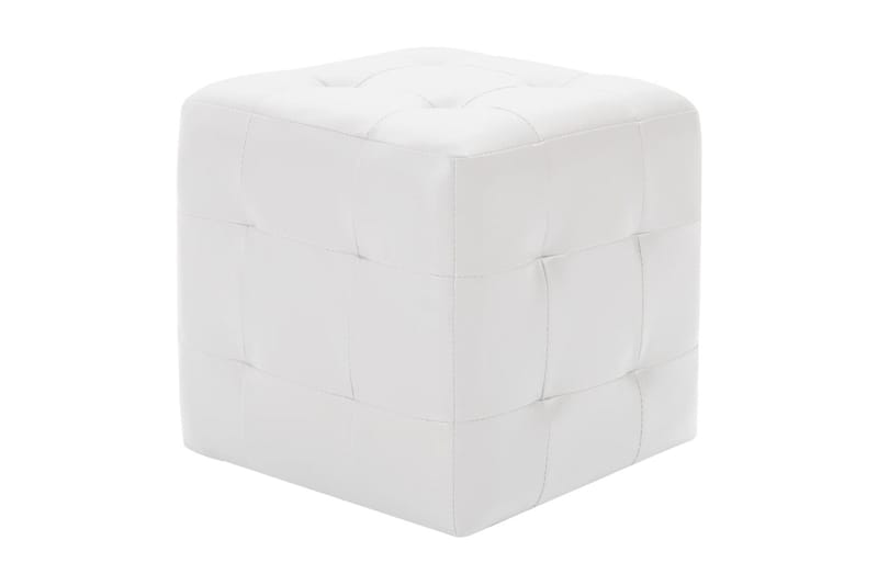 Sittpuff 2 st vit 30x30x30 cm konstläder - Vit - Sittpuff