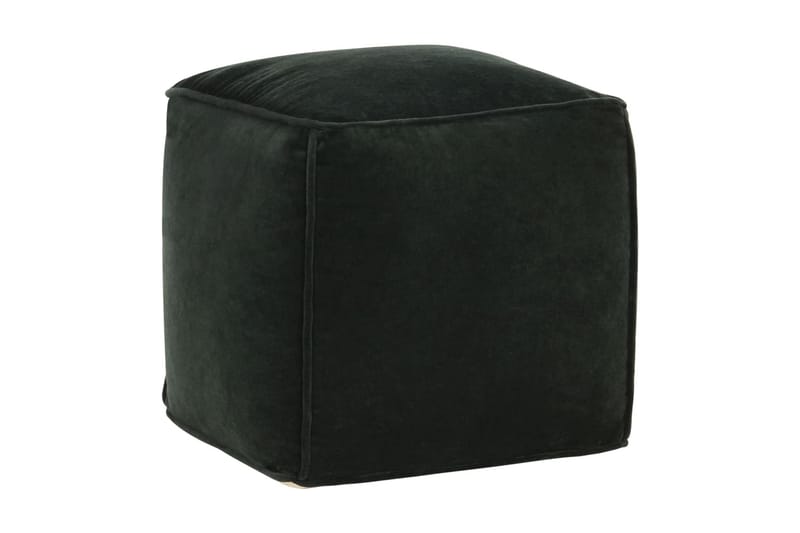 Sittpuff bomullssammet 40x40x40 cm skogsgrön - Grön - Sittpuff