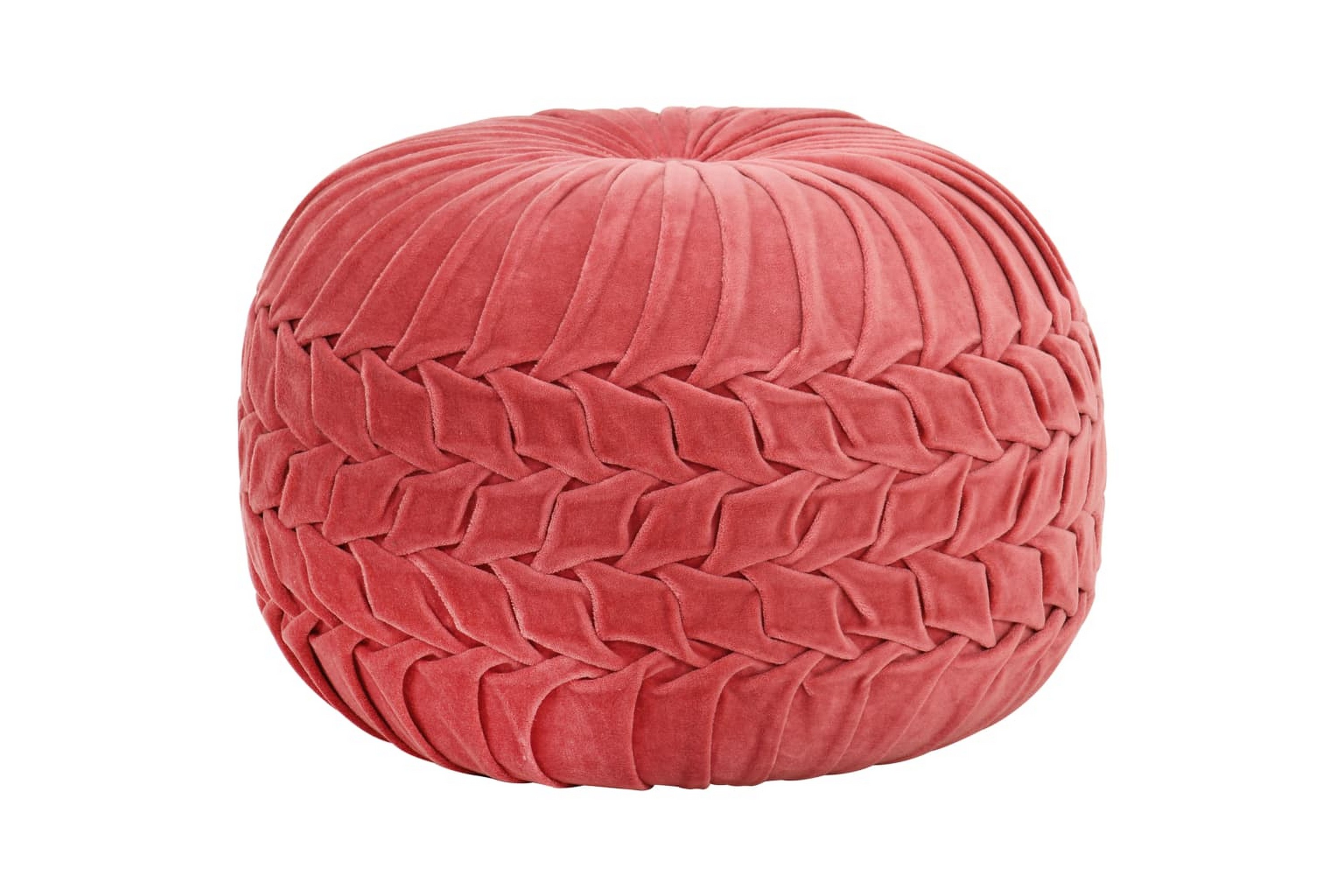 Sittpuff bomullssammet smockdesign 40×30 cm rosa – Röd