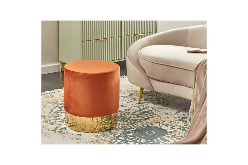 Sittpuff Sophia Orange/guld - Orange/guld - Möbler - Vardagsrum - Stolar & sittmöbler - Sittpuff