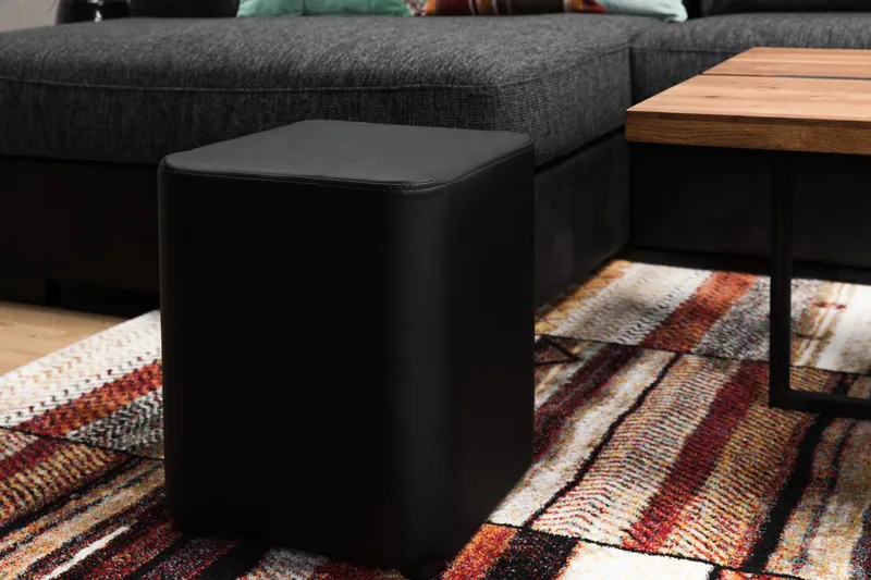 Square Pall Läder - Svart - Möbler - Vardagsrum - Stolar & sittmöbler - Sittpuff