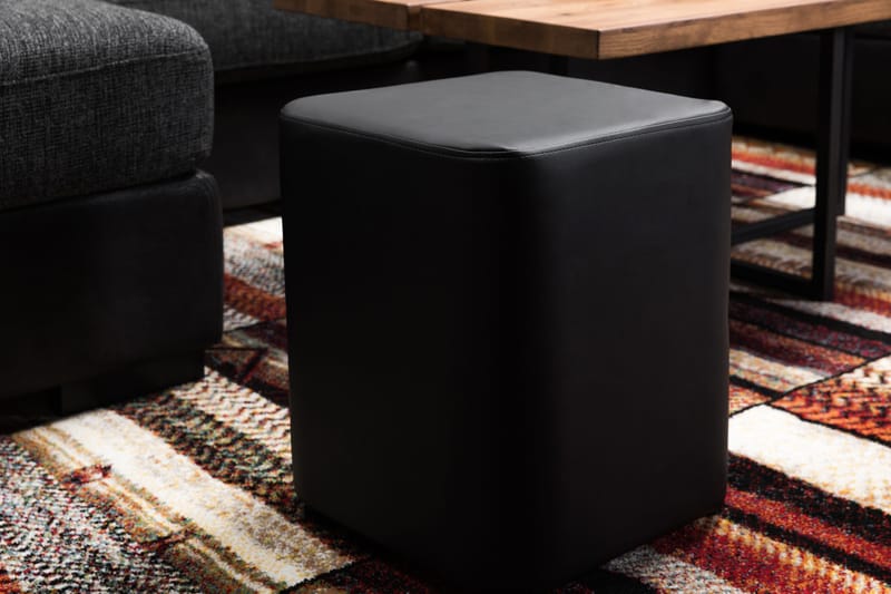 Square Pall Läder - Svart - Möbler - Vardagsrum - Stolar & sittmöbler - Sittpuff