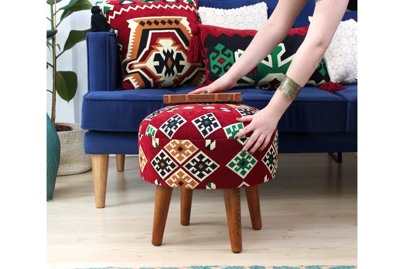 Tarrytown Sittpuff 46 cm - Röd/Grön - Möbler - Vardagsrum - Stolar & sittmöbler - Sittpuff