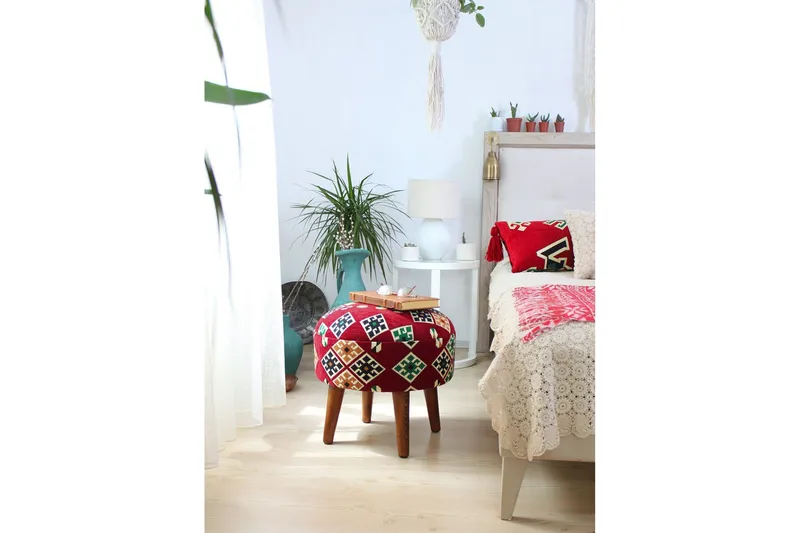 Tarrytown Sittpuff 46 cm - Röd/Grön - Möbler - Vardagsrum - Stolar & sittmöbler - Sittpuff