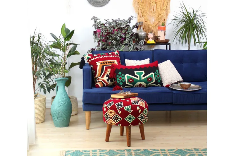 Tarrytown Sittpuff 46 cm - Röd/Grön - Möbler - Vardagsrum - Stolar & sittmöbler - Sittpuff