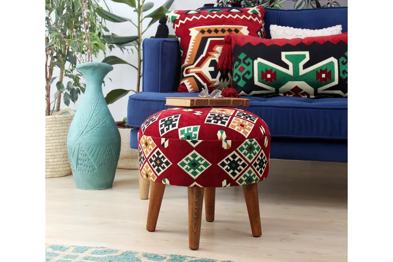 Tarrytown Sittpuff 46 cm - Röd/Grön - Möbler - Vardagsrum - Stolar & sittmöbler - Sittpuff