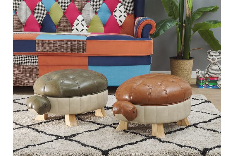 Tartaruga Sittpuff - Konstläder/Grön/Beige - Möbler - Vardagsrum - Stolar & sittmöbler - Sittpuff