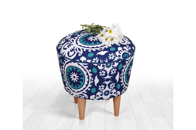 THAMBO Sittpuff 42 cm Blå/Vit - Möbler - Vardagsrum - Stolar & sittmöbler - Sittpuff