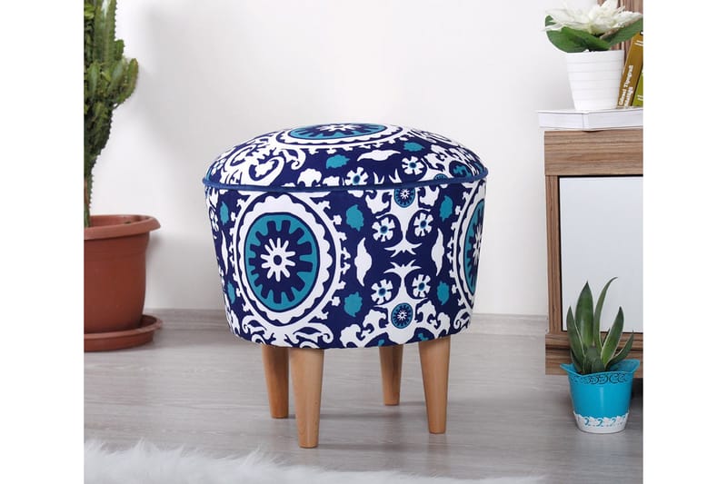 THAMBO Sittpuff 42 cm Blå/Vit - Möbler - Vardagsrum - Stolar & sittmöbler - Sittpuff