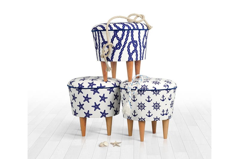 TOLIMA Sittpuff 42 cm Blå/Vit - Möbler - Vardagsrum - Stolar & sittmöbler - Sittpuff