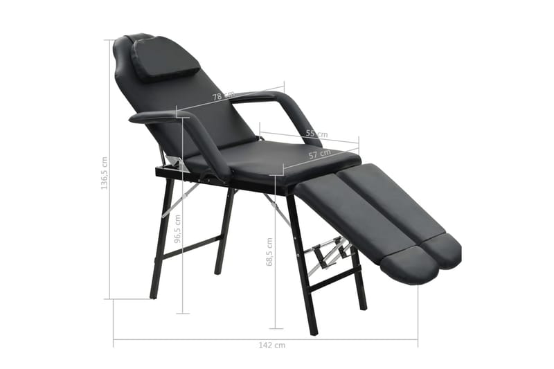 Bärbar behandlingsstol konstläder 185x78x76 cm svart - Svart - Möbler - Vardagsrum - Stolar & sittmöbler - Snurrstolar & gungstolar