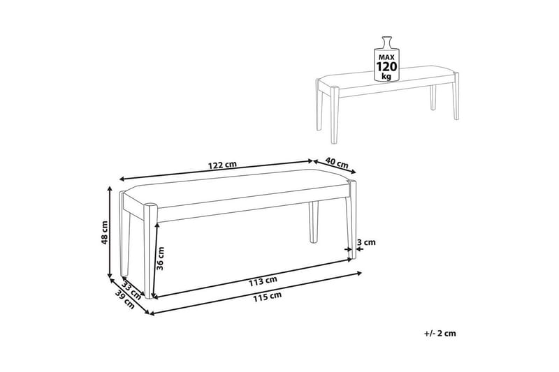 Stoppad bänk Elyria Grå/ljust trä - Grå/ljust trä - Möbler - Vardagsrum - Stolar & sittmöbler - Sittbänk