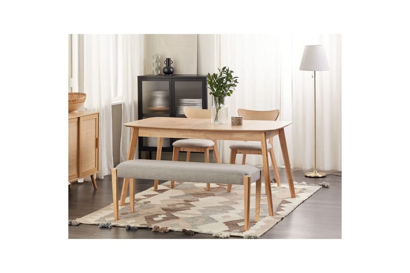 Stoppad bänk Elyria Grå/ljust trä - Grå/ljust trä - Möbler - Vardagsrum - Stolar & sittmöbler - Sittbänk