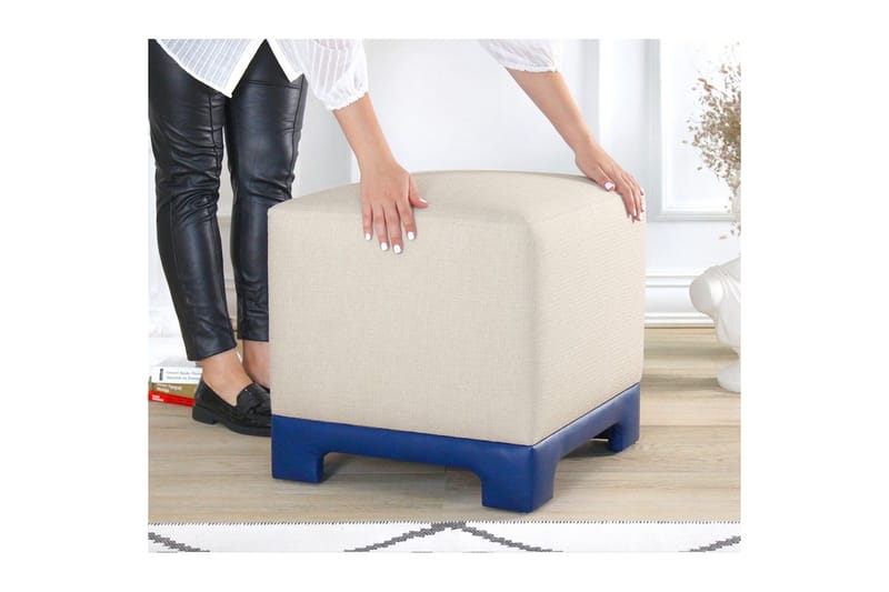 Sufian Sittpuff Utomhus 50 cm - Blå/Cremevit - Möbler - Vardagsrum - Stolar & sittmöbler - Sittpuff