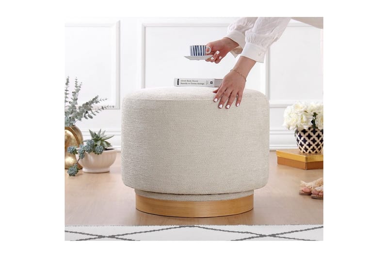 Sufian Sittpuff Utomhus 55 cm - Cremevit - Möbler - Vardagsrum - Stolar & sittmöbler - Sittpuff