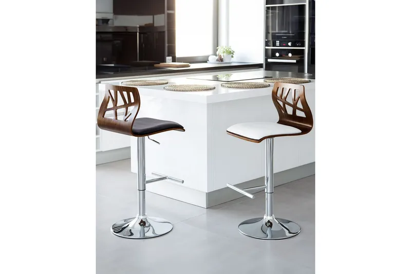 Svängbar stol Petersburg set om 2 Mörk Trä-Silver-Vit - Mörk Trä-Silver-Vit - Möbler - Matplats - Barmöbler - Barstolar