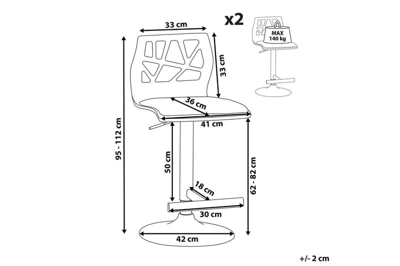 Svängbar stol Petersburg set om 2 Mörk Trä-Silver-Vit - Mörk Trä-Silver-Vit - Möbler - Matplats - Barmöbler - Barstolar