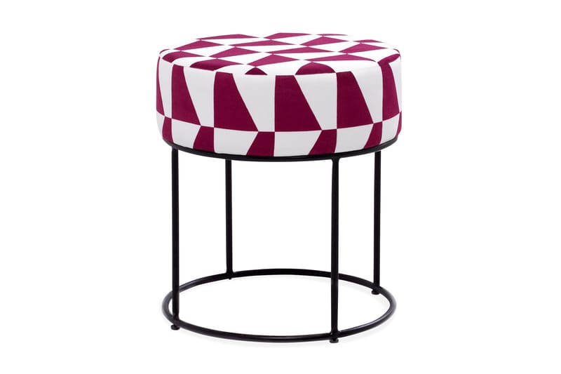TIMOLIN Sittpuff Rund Röd/Vit - Sittpuff