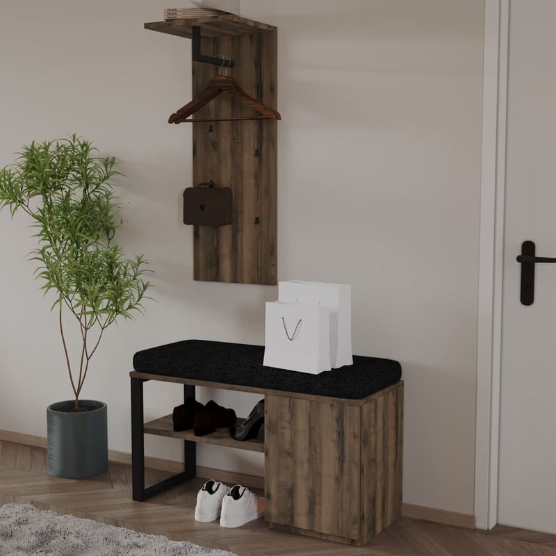 Uniqo Hallställsset 35x90x35 cm - Antik valnöt - Möbler - Vardagsrum - Stolar & sittmöbler - Sittbänk