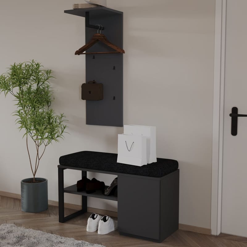 Uniqo Hallställsset 35x90x35 cm - Antracit - Möbler - Vardagsrum - Stolar & sittmöbler - Sittbänk
